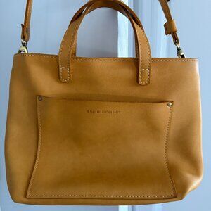 Portland Leather Medium Crossbody Tote with Zipper in Sunflower Yellow